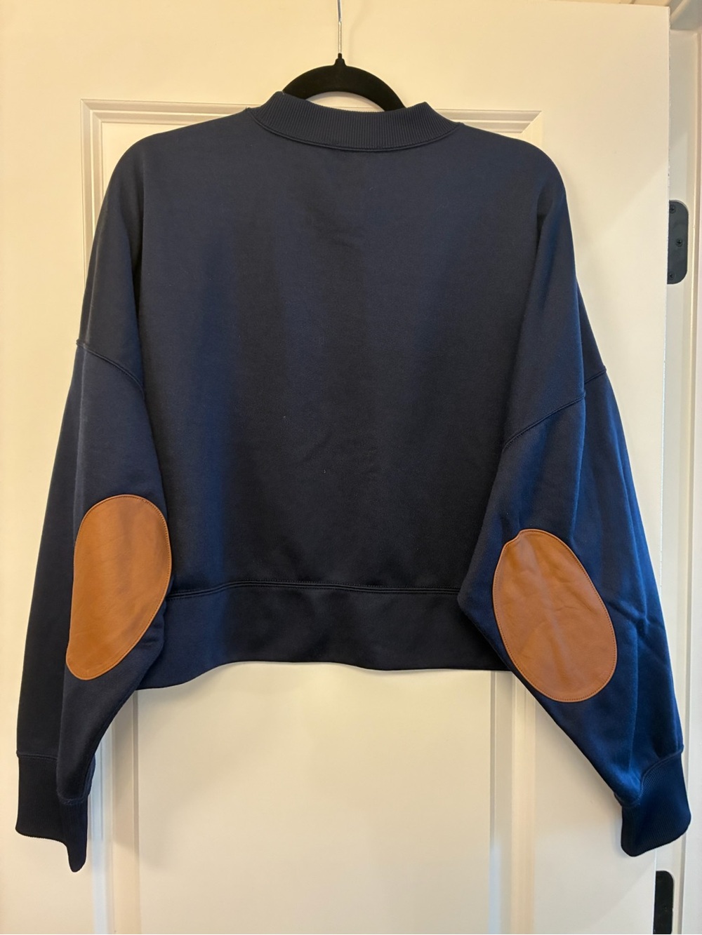 NWOT POLO RALPH LAUREN Boxy Suede-Patch French Terry Sweatshirt Navy Size Large - Picture 5 of 13
